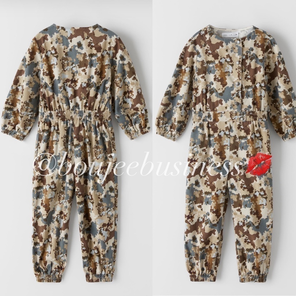 ZARA Kids Printed Fine-Waled Corduroy Jumpsuit - Picture 1 of 4